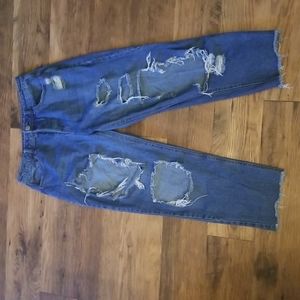 Ripped blue jeans